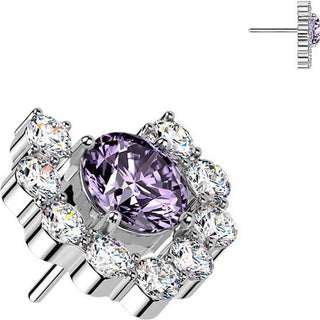Titanium Top top heart shaped round cubic zirconia cluster Push-In