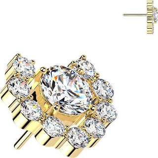 Titanium Top top heart shaped round cubic zirconia cluster Push-In