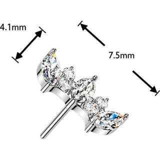 Titanium Top top marquise and round cubic zirconia fan Push-In