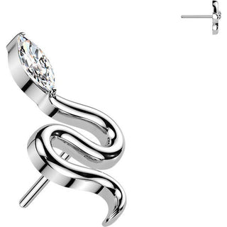 Titanium Top top snake with marquise cubic zirconia head Push-In