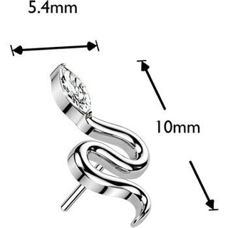 Titanium Top top snake with marquise cubic zirconia head Push-In