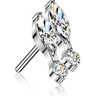 Titanium Top top double marquise and round cubic zirconia Push-In