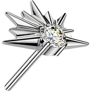 Titanium top half starburst with cubic zirconia center Push-In