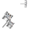 Titanium Top Top Double Diamond Cut Zirconia Push-In