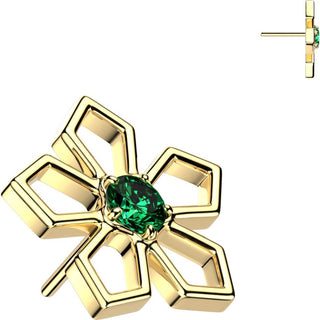 Titanium Top Top Pentagonal Cut Out Flower Zirconia Push-In