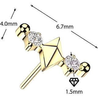 Titanium Top Top Pyramid Cut With Round Zirconias Push-In