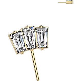 Titanium Top top fan 3 baguette cut zirconia Push-In