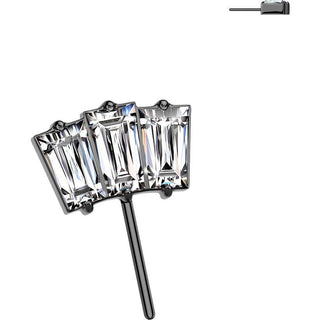 Titanium Top top fan 3 baguette cut zirconia Push-In