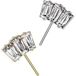 Titanium Top top fan 3 baguette cut zirconia Push-In