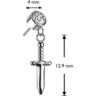 Titanio Top pendente zircone spada Push-In