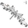 Titanio Superiore ventaglio 7 zirconi tagliuo marquise Push-In