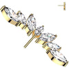 Titanio Superiore ventaglio 7 zirconi tagliuo marquise Push-In