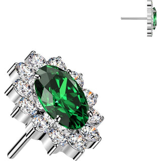 Titanium Top Top Oval Zirconia Pave Edge Push-In
