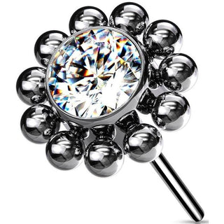 Titanium Top top flower zirconia with beaded balls Push-In