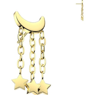 Titanium Top crescent moon stars chains Push-In