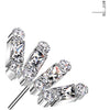 Titanio Superiore corona taglio baguette zirconi Push-In