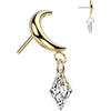 Titanium top moon dangle zirconia Push-In