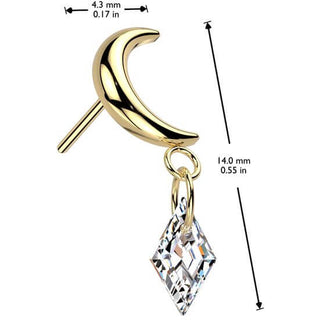 Titanium top moon dangle zirconia Push-In