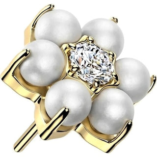 Titanium Top top flower pearl zirconia Push-In