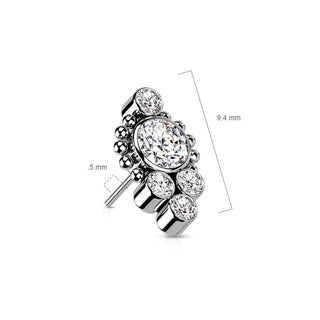 Titanium Top top 5 zirconias beaded balls Push-In