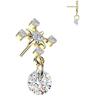 Titanium Top top cross zirconia dangle Push-In