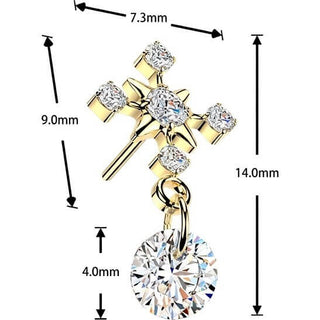 Titanium Top top cross zirconia dangle Push-In