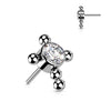 Titanium Top top cross zirconia or opal beaded balls Push-In