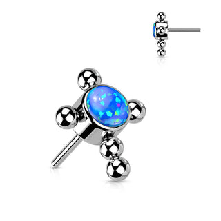 Titanium Top top cross zirconia or opal beaded balls Push-In