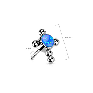 Titanium Top top cross zirconia or opal beaded balls Push-In