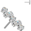 Titanium Top top round and baguette cubic zirconia line Push-In