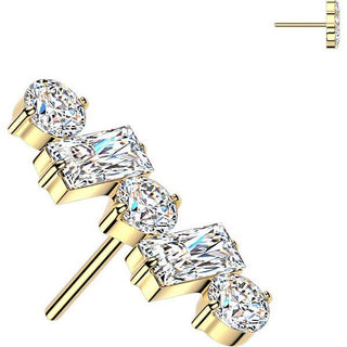 Titanium Top top round and baguette cubic zirconia line Push-In