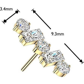 Titanium Top top round and baguette cubic zirconia line Push-In