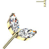 Titanium Top top double marquise cubic zirconia leaf Push-In