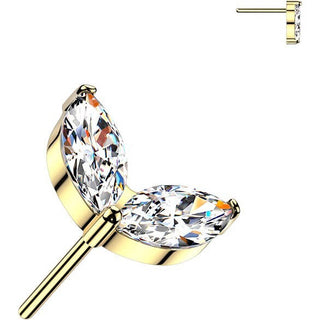 Titanium Top top double marquise cubic zirconia leaf Push-In