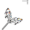Titanium Top top double marquise cubic zirconia leaf Push-In