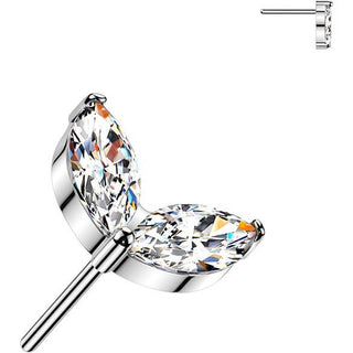 Titanium Top top double marquise cubic zirconia leaf Push-In