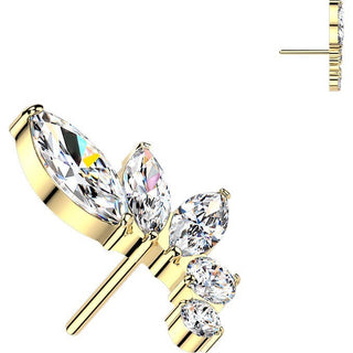 Titanium Top top curved marquise and round zirconia Push-In