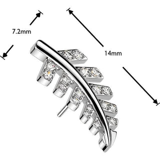 Titanium Top top pave zirconia fern leaf Push-In