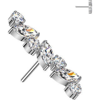 Titanium Top top straight marquise and round zirconia Push-In