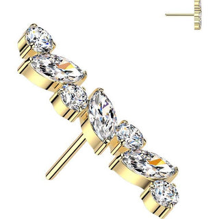 Titanium Top top straight marquise and round zirconia Push-In