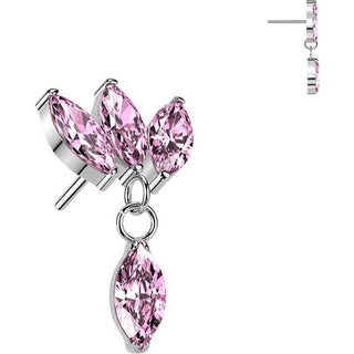 Titanium Top top triple marquise zirconia fan with marquise zirconia dangle Push-In
