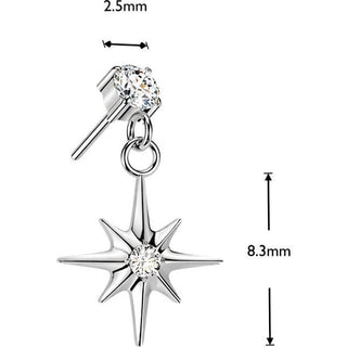 Titanium Top top prong set zirconia with starburst dangle Push-In