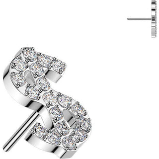 Titanium Top top pave zirconia dollar sign Push-In