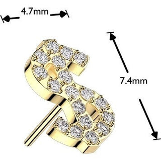 Titanium Top top pave zirconia dollar sign Push-In