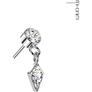 Titanium Top top bezel set zirconia with kite zirconia dangle Push-In