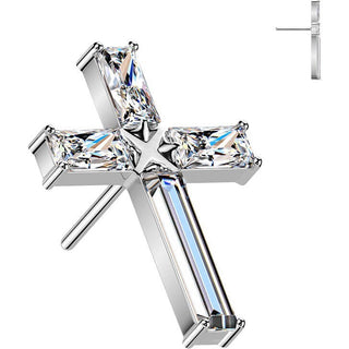 Titanium Top top baguette zirconia cross Push-In