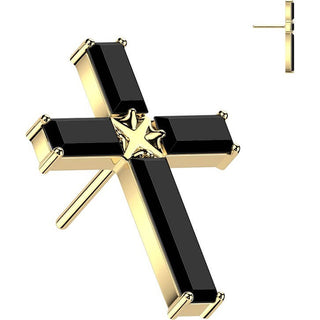 Titanium Top top baguette zirconia cross Push-In
