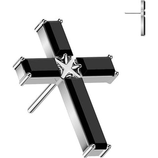 Titanium Top top baguette zirconia cross Push-In