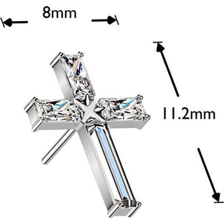 Titanium Top top baguette zirconia cross Push-In