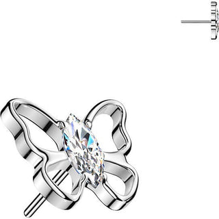 Titanium Top top marquise zirconia hollow butterfly Push-In